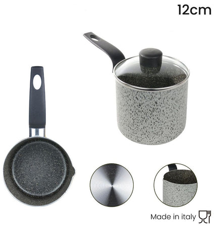 Pentolino Bollilatte Con Rivestimento Antiaderente Coperchio In Vetro 12 Cm 044997m