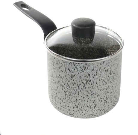 Set di 3 Pentole smaltate in porcellana con coperchio in vetro Set di 3 Pentole smaltate in porcellana con coperchio in vetro