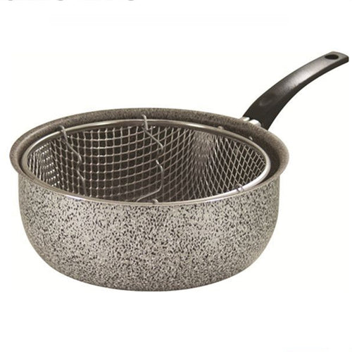 Pentola Friggitrice In Alluminio Rivestimento Antiaderente Da 24 Cm Con Manico 036640m