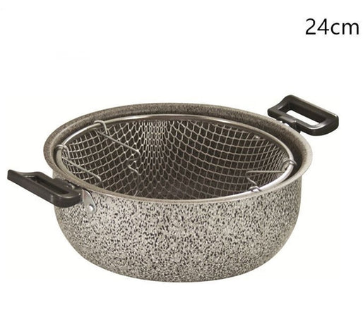 Pentola Friggitrice In Alluminio Rivestimento Antiaderente Con 2 Manici 24cm 036657m