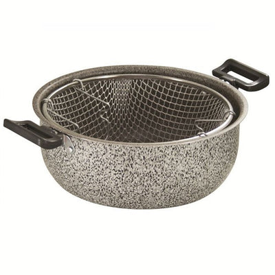 Pentola Friggitrice In Alluminio Rivestimento Antiaderente Con 2 Manici 24cm 036657m