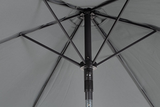 Set tavolo "Pompei" con sedie e ombrellone, in alluminio verniciato antracite, per esterno