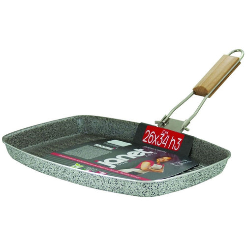 Bistecchiera Rettangolare 26x34xh3cm Con Rivestimento Antiaderente Antigraffio 025927m