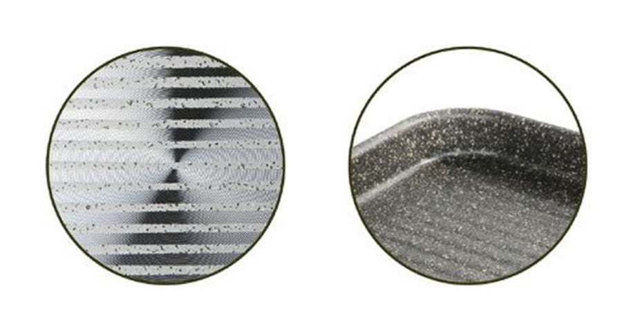 Bistecchiera Quadrata 31.5 Cm Pietra Antiaderente Antigraffio Con Manico Nero 041064m