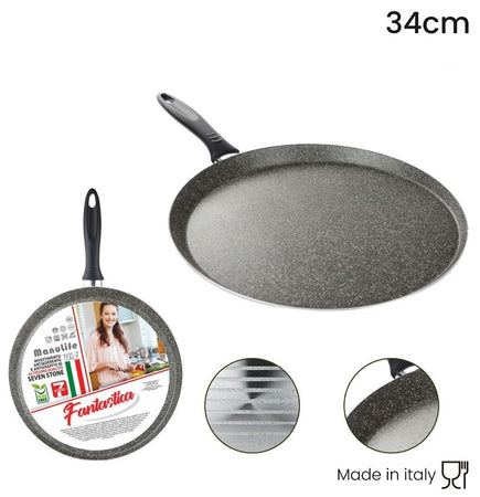 Piastra Tonda Liscia Padella Cucina Antiaderente Antigraffio A 7 Strati Da 34 Cm 045000m