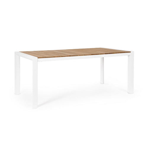 Tavolo Cameron con struttura in alluminio, piano in teak