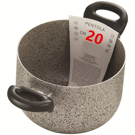 Pentola A Doppio Manico Nero Antiaderente Pietra Diametro 16-18-20-22 Cm Utensile Cucina