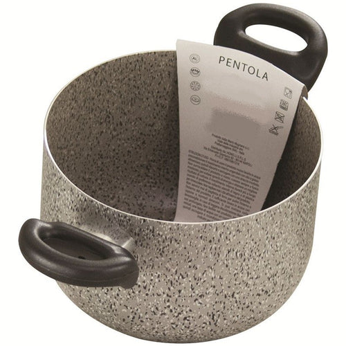 Pentola A Doppio Manico Nero Antiaderente Pietra Diametro 16-18-20-22 Cm Utensile Cucina