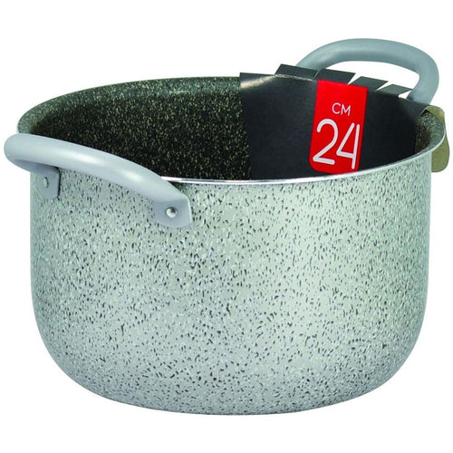 Pentola In Alluminio Antiaderente Grigio Pietra Da 24 Cm Con 2 Manici A Tubo 044300m
