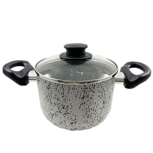 Pentola 16cm Antiaderente Antigraffio 7 Strati 2 Manici Con Coperchio In Vetro 032871m