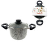 Pentola 16cm Antiaderente Antigraffio 7 Strati 2 Manici Con Coperchio In Vetro 032871m