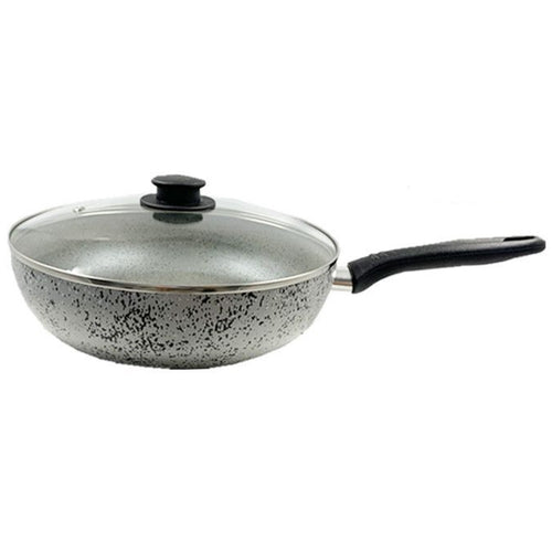 Padella Alta Antiaderente Antigraffio A 7 Strati Con Coperchio In Vetro Manico Da 24-28cm
