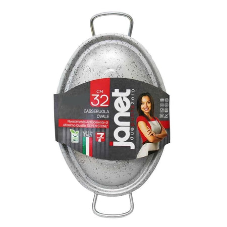 Casseruola Ovale Con Coperchio 2 Manici 32cm Rivestimento Antiaderente 7 Strati 042771m