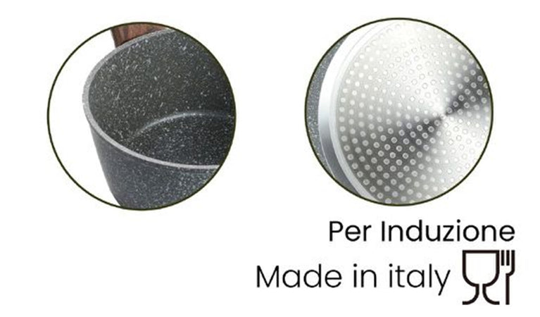 Casseruola Con Manico Legno Pentola Antiaderente Antigraffio Per Induzione Da ø16 A 20cm