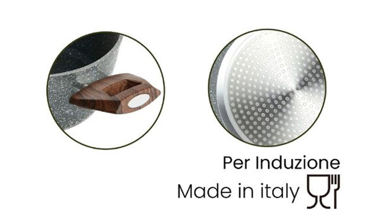 Casseruola Con 2 Manici Legno Pentola Antiaderente Antigraffio Per Induzione Da ø16 A 24cm