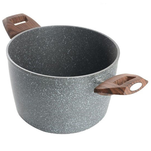 Pentola Antiaderente Antigraffio Resistente 2 Manici Legno Per Piano Induzione Da ø16-20cm
