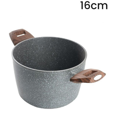 Pentola Antiaderente Antigraffio Resistente 2 Manici Legno Per Piano Induzione Da ø16-20cm