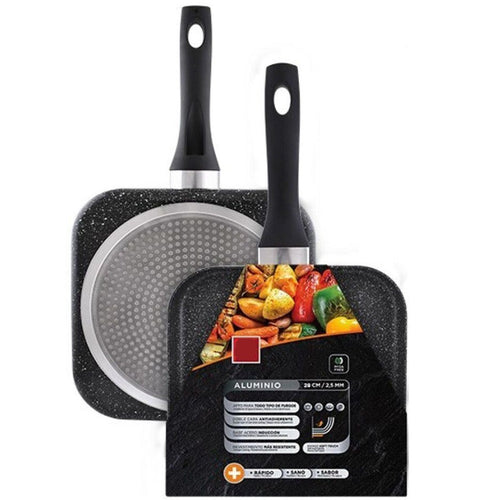 Bistecchiera Padella Quadrata Per Griglia Grill In Alluminio Antiaderente 28x2.5cm 245441c
