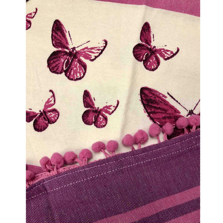 Telo mare Fouta Singolo con Righe e Farfalle