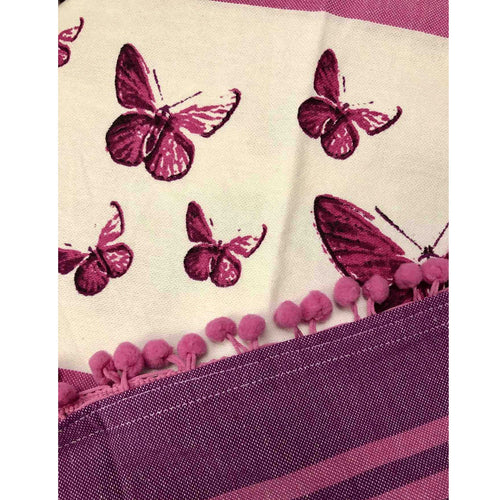 Telo mare Fouta Singolo con Righe e Farfalle