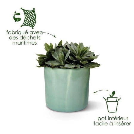 ELHO The Ocean Collection Vaso da fiori rotondo 22 - Verde -  22 x H 20 cm - interno - 100% riciclato
