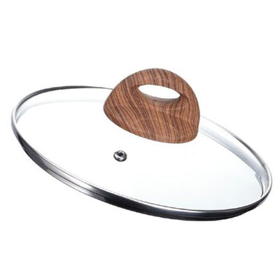 Coperchio In Vetro Temperato Per Pentola Padella Ricambio ø16 A 32cm Pomello Effetto Legno