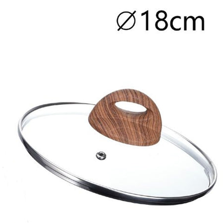 Coperchio In Vetro Temperato Per Pentola Padella Ricambio ø16 A 32cm Pomello Effetto Legno