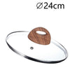 Coperchio In Vetro Temperato Per Pentola Padella Ricambio ø16 A 32cm Pomello Effetto Legno