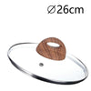 Coperchio In Vetro Temperato Per Pentola Padella Ricambio ø16 A 32cm Pomello Effetto Legno