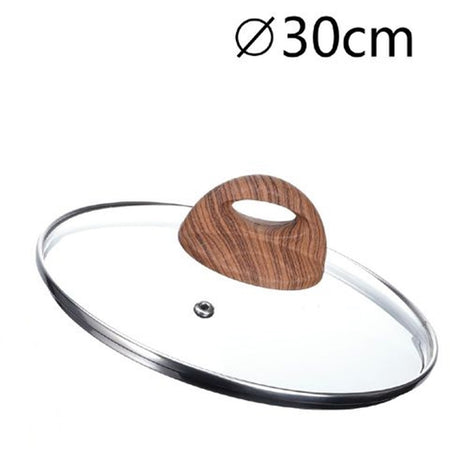 Coperchio In Vetro Temperato Per Pentola Padella Ricambio ø16 A 32cm Pomello Effetto Legno