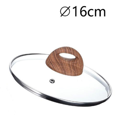 Coperchio In Vetro Temperato Per Pentola Padella Ricambio ø16 A 32cm Pomello Effetto Legno