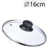 Coperchio In Vetro Ricambio Per Pentola Padella ø16-18-20-22-24-26-30-32cm Pomello Nero