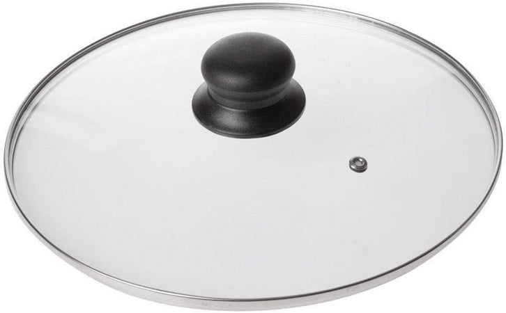 Coperchio In Vetro Ricambio Per Pentola Padella ø16-18-20-22-24-26-30-32cm Pomello Nero