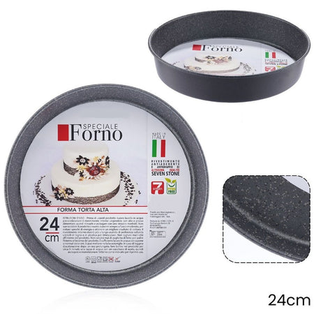 Stampo Teglia Forma Tonda Torta Alta Antiaderente Antigraffio Da Forno ø20-22-24-28-32cm