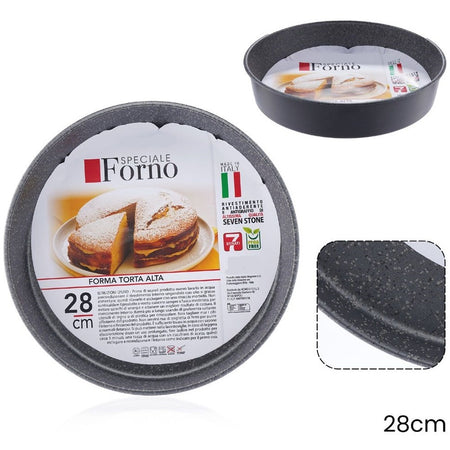 Stampo Teglia Forma Tonda Torta Alta Antiaderente Antigraffio Da Forno ø20-22-24-28-32cm