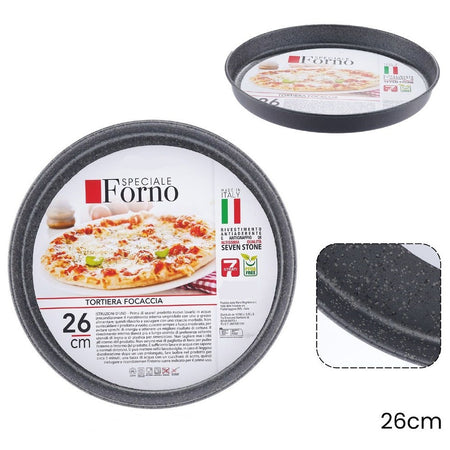 Teglia Stampo Tortiera Focaccia Tonda Antiaderente Antigraffio Da Forno ø22-26-28-30-32cm