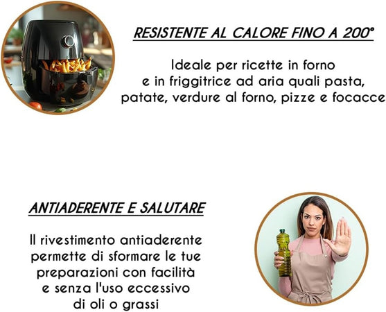 Teglia Rettangolare Lasagnera Alta 20x14xh5cm Per Friggitrice Ad Aria Forno 054064