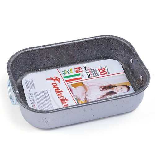 Rostiera Teglia Rettangolare Con Manici 20cm Rivestimento Antiaderente Antigraffio 056181