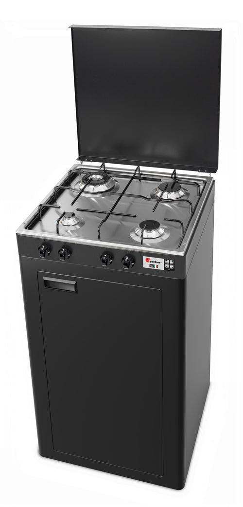 CFParker Fornello Cucina a Gas Gpl / Metano 4 fuochi grigio grafite piano acciaio inox 3,5 Kw Mobile 541GSPGP/C
