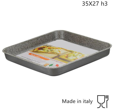 Teglia Rettangolare Bassa Pizza 35x27xh3 Cm Da Forno Antiaderente Antigraffio 037036m