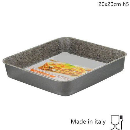 Teglia Quadra Alta H5cm Con Rivestimento Antiaderente Antigraffio Da Forno 3 Misure