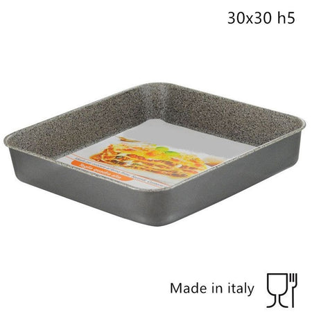 Teglia Quadra Alta H5cm Con Rivestimento Antiaderente Antigraffio Da Forno 3 Misure