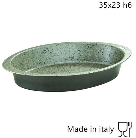 Teglia Ovale Per Forno 35 X 23 X H6 Cm In Alluminio Antiaderente Antigraffio 037081m