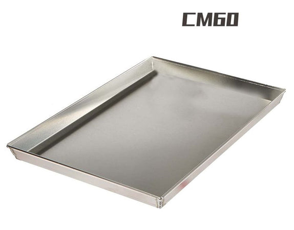 Teglia In Latta Rettangolare Saldata Bordata Da 60cm Per Pizza Forno Argento 006519