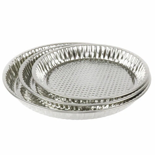 Tris Stampi Per Crostata Torte Dessert Pasticcini In Latta 24/28/32 Cm Teglie 007910a