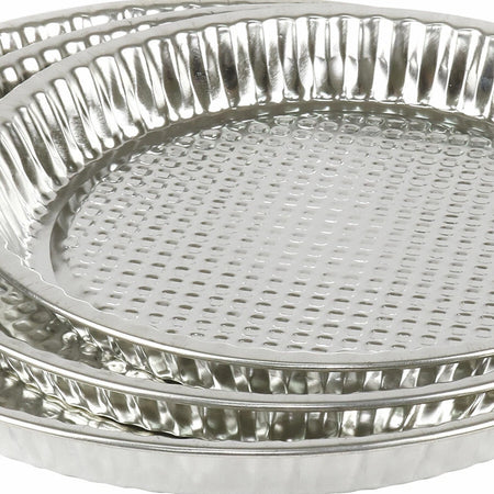 Tris Stampi Per Crostata Torte Dessert Pasticcini In Latta 24/28/32 Cm Teglie 007910a