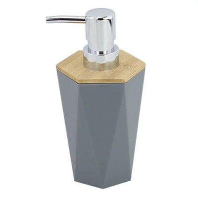 Dispenser Sapone Liquido A Cilindro Esagonale Geometrico Grigio Legno Da Bagno 10846