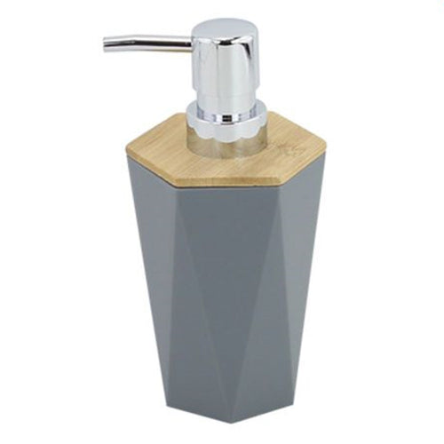 Dispenser Sapone Liquido A Cilindro Esagonale Geometrico Grigio Legno Da Bagno 10846