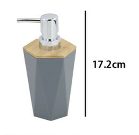 Dispenser Sapone Liquido A Cilindro Esagonale Geometrico Grigio Legno Da Bagno 10846