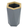 Bicchiere Porta Spazzolini A Cilindro Esagonale Geometrico Grigio Legno Da Bagno 10847